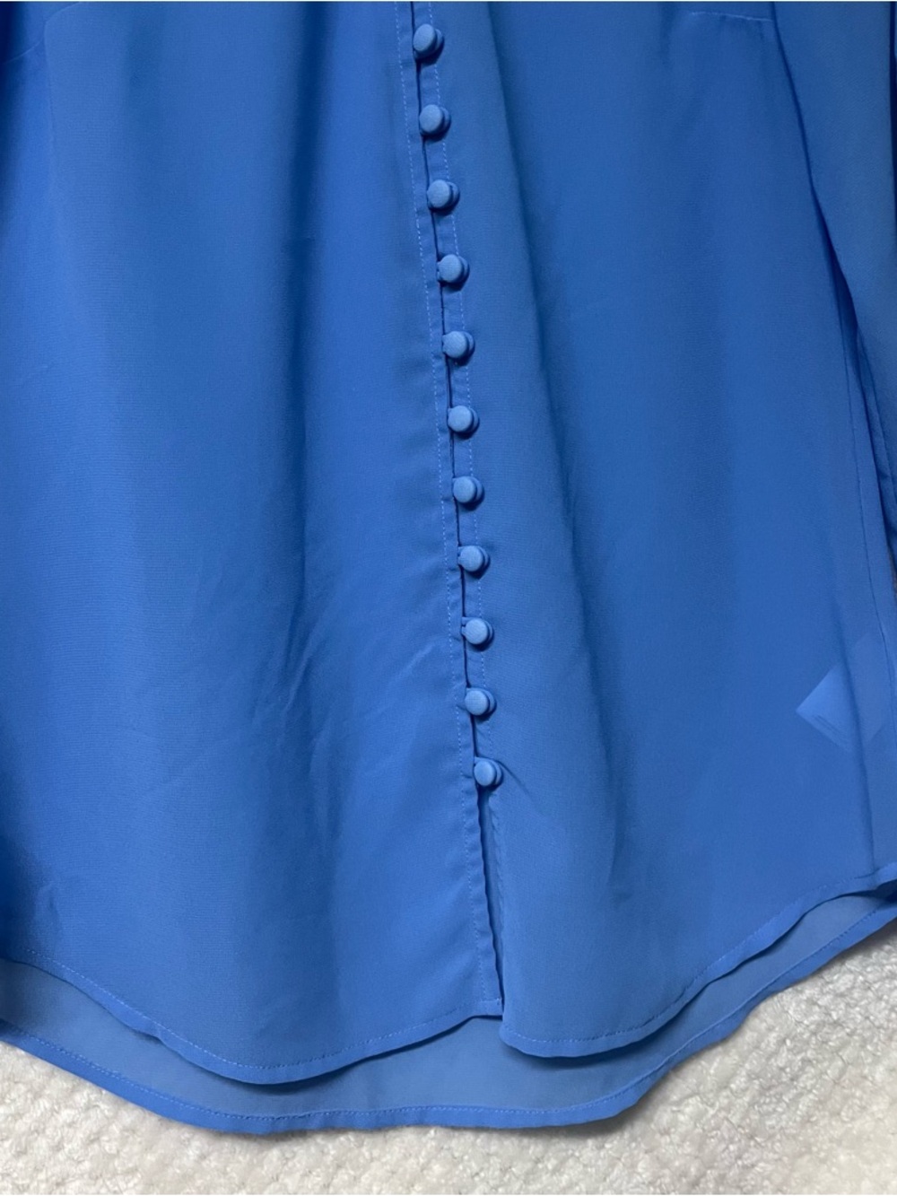Express Long Sleeve Blouse Blue Ruffle-Neck Button Front Blouse Lightweight Sz S - Picture 7 of 9